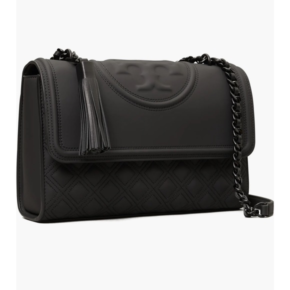 Tory Burch FLEMING MATTE CONVERTIBLE SHOULDER BAG nwt black gorgeous